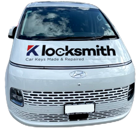 a white van with klocksmith logo